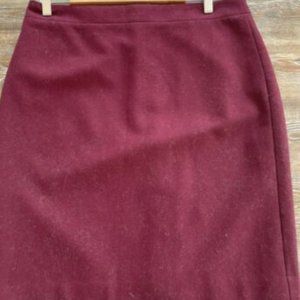 J Crew No 2 Pencil Wool Skirt Size: 12 Burgundy